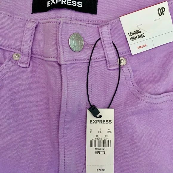 New with Tags Express High Waisted Lilac Legging Stretch - Size 0 Petite - Picture 2 of 7